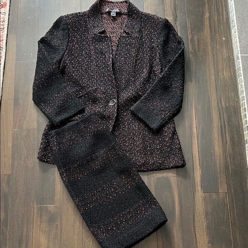 St. John Black, pink and red tweed Blazer Set size 12